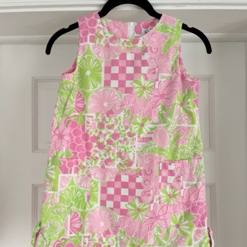 Lilly Pulitzer Girls Pink and Green Shift Dress